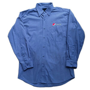 Pepsi Aramark Uniform Shirt Mens Large Long Sleeve Blue